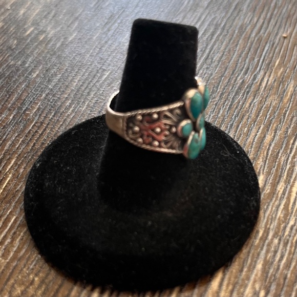 NEW - Turquoise & Sterling Silver Teardrop Bezel-Cut Ring - 6 1/2 - Picture 6 of 15